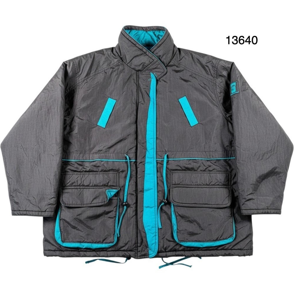 Venezia Parka Jacket Womens 3X Grey Teal Excellent Vintage 90s Puffer Coat